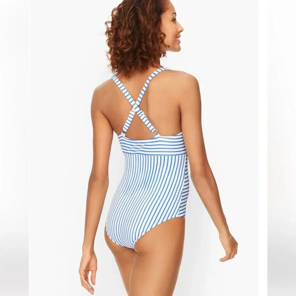 TALBOTS CABANA LIFE® ESSENTIAL CRISSCROSS ONE PIECE SWIMSUIT modest vacation - Picture 2 of 8